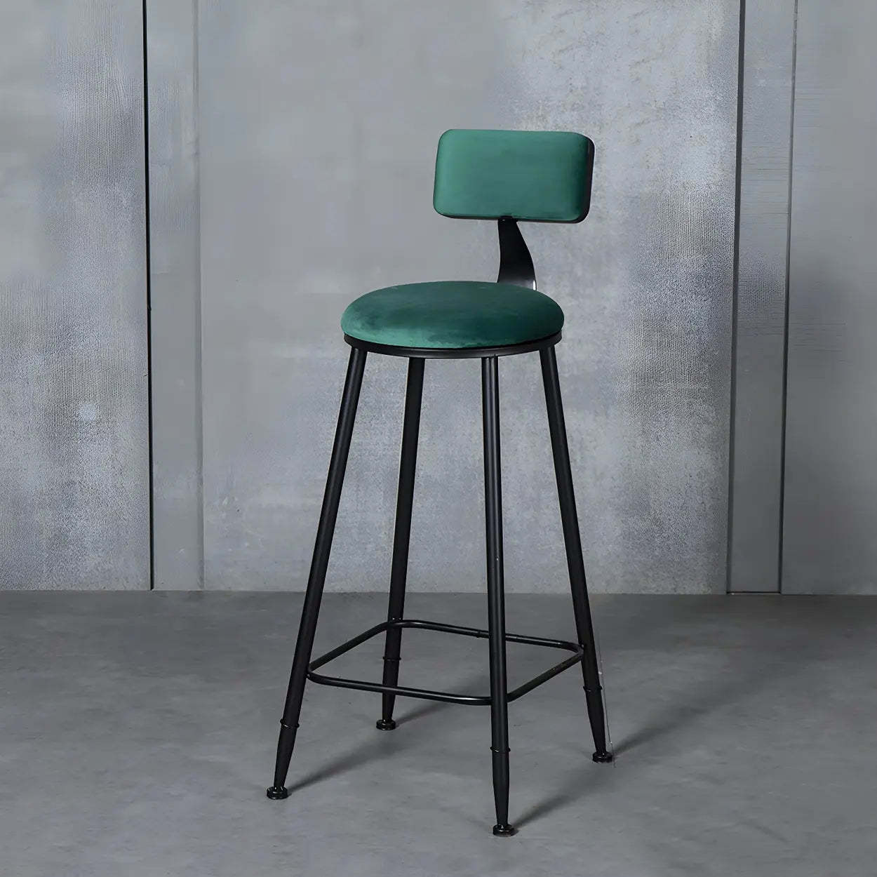 Black Metal Round Fabric Cushion Bar Stool — Pink / 1 Piece
