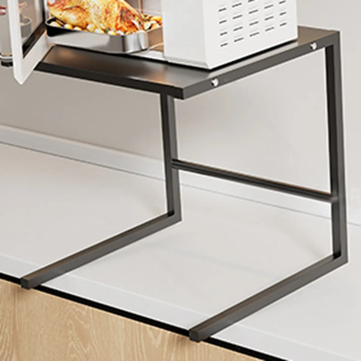 Black Short Metal Baker's Rack with Microwave Shelf