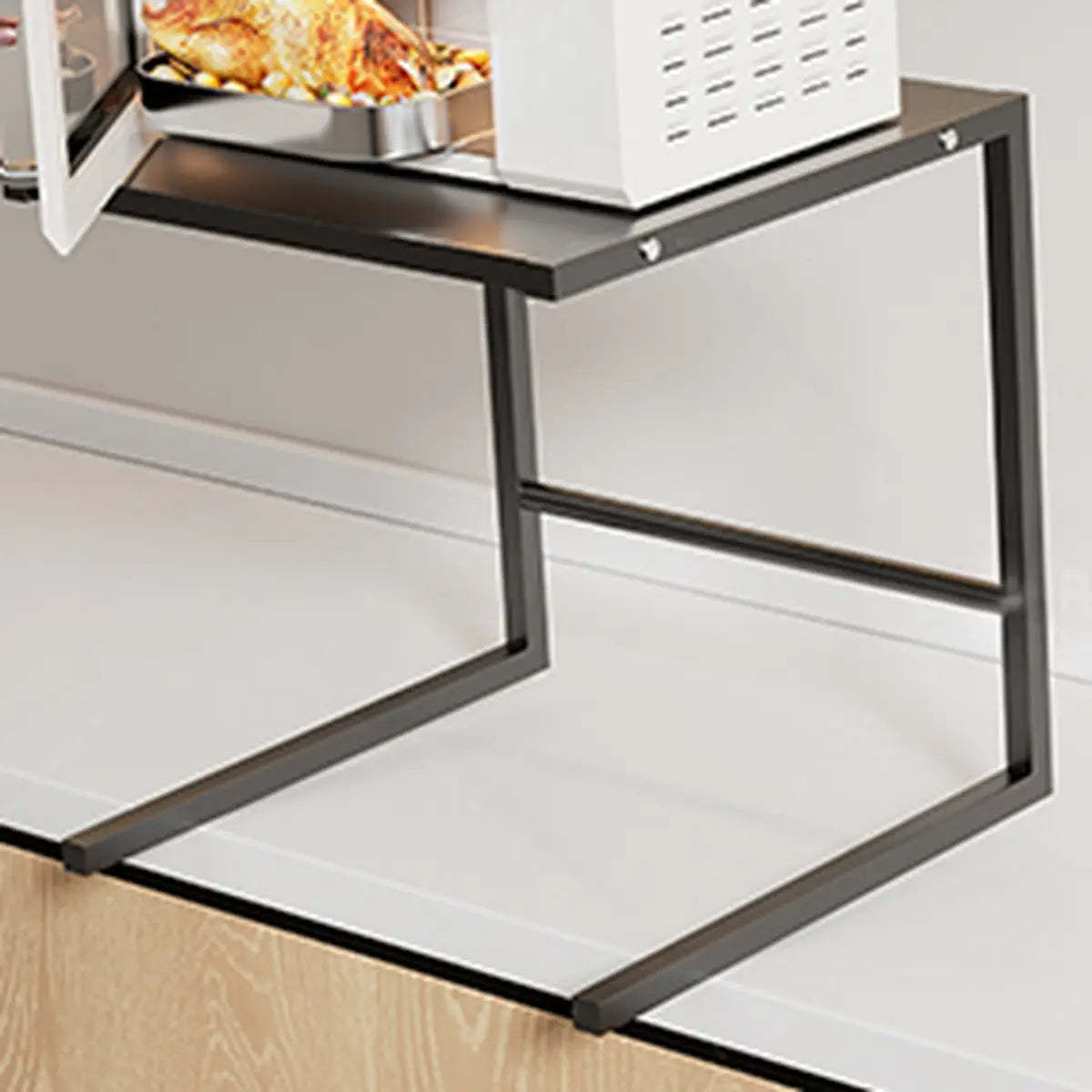 Black Short Metal Baker's Rack with Microwave Shelf