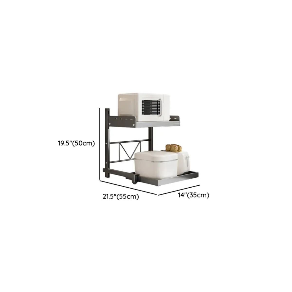 Black Short Metal Baker's Rack with Microwave Shelf