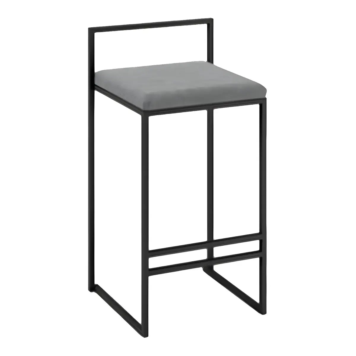 Black Metal Square Upholstered Counter Stool — Grey / 1 Piece