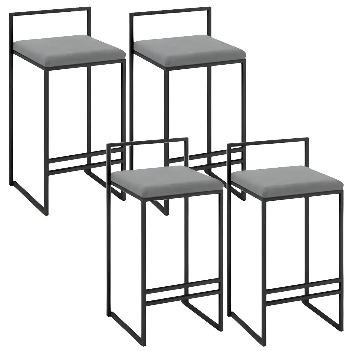Black Metal Square Upholstered Counter Stool — White / 1 Piece