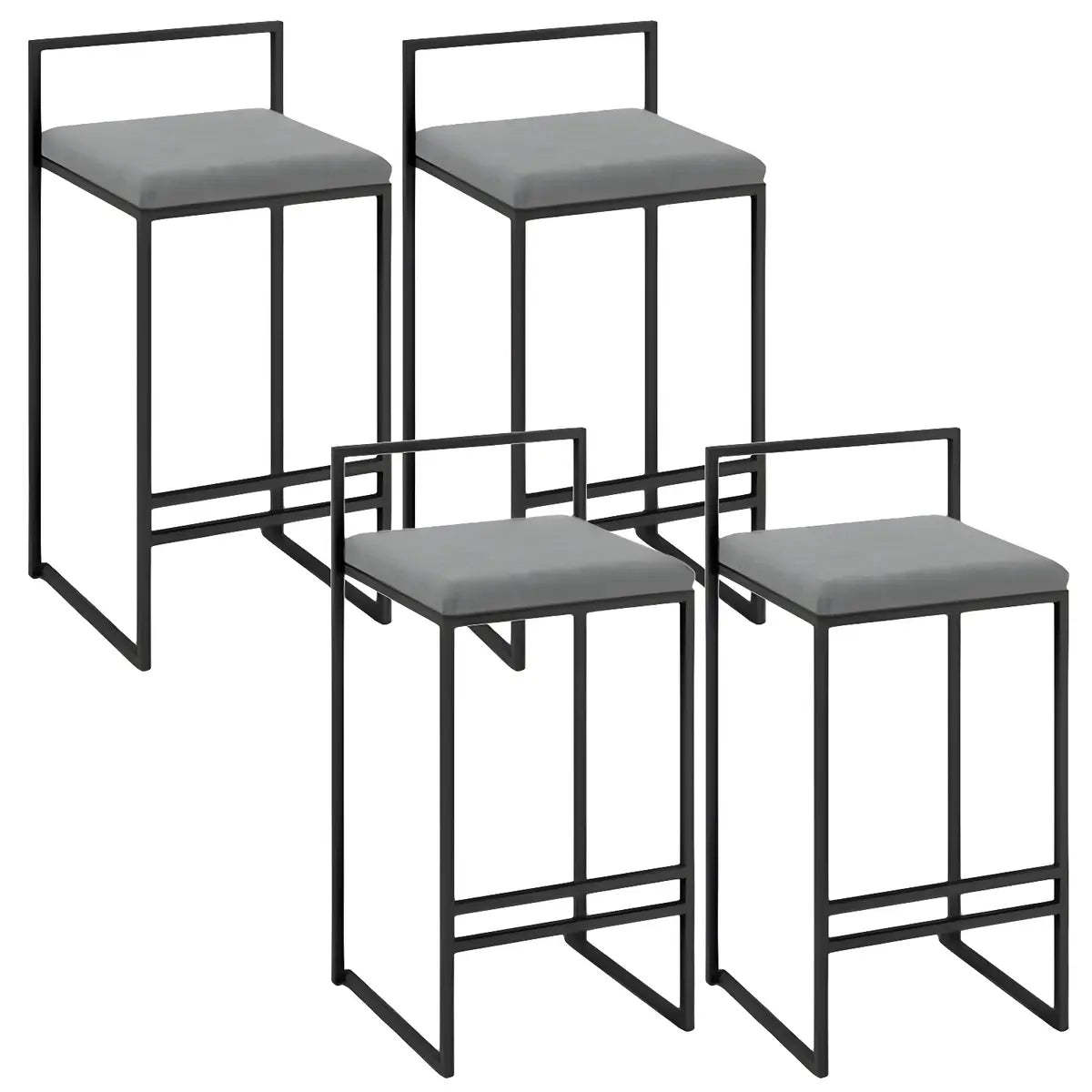 Black Metal Square Upholstered Counter Stool — White / 1 Piece