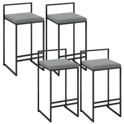 Black Metal Square Upholstered Counter Stool — White / 1 Piece