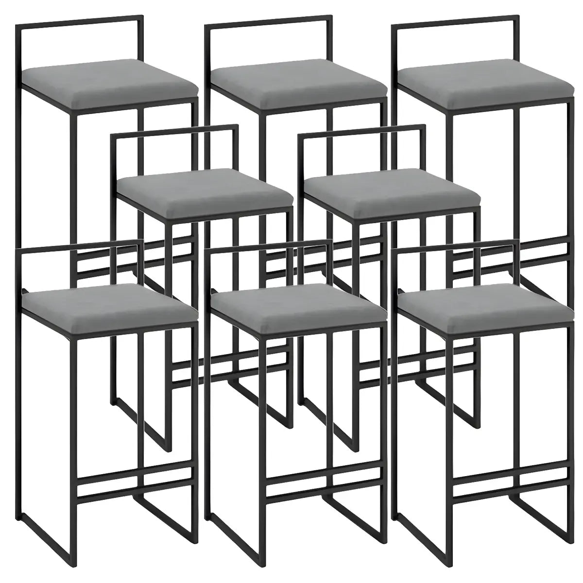 Black Metal Square Upholstered Counter Stool — White / 4 Piece Set