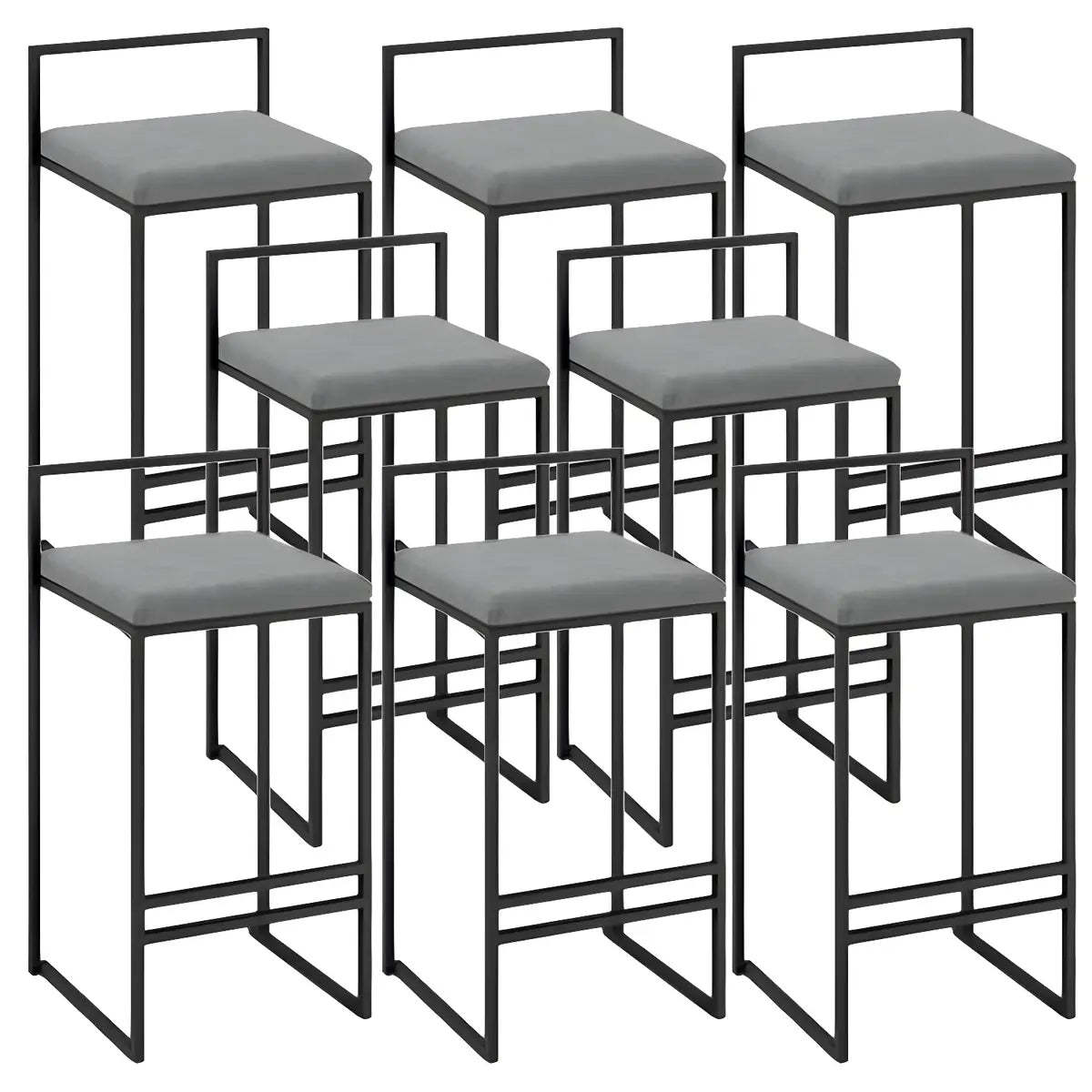 Black Metal Square Upholstered Counter Stool — White / 4 Piece Set