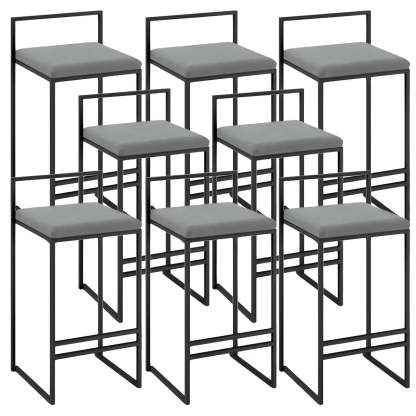 Black Metal Square Upholstered Counter Stool — White / 4 Piece Set