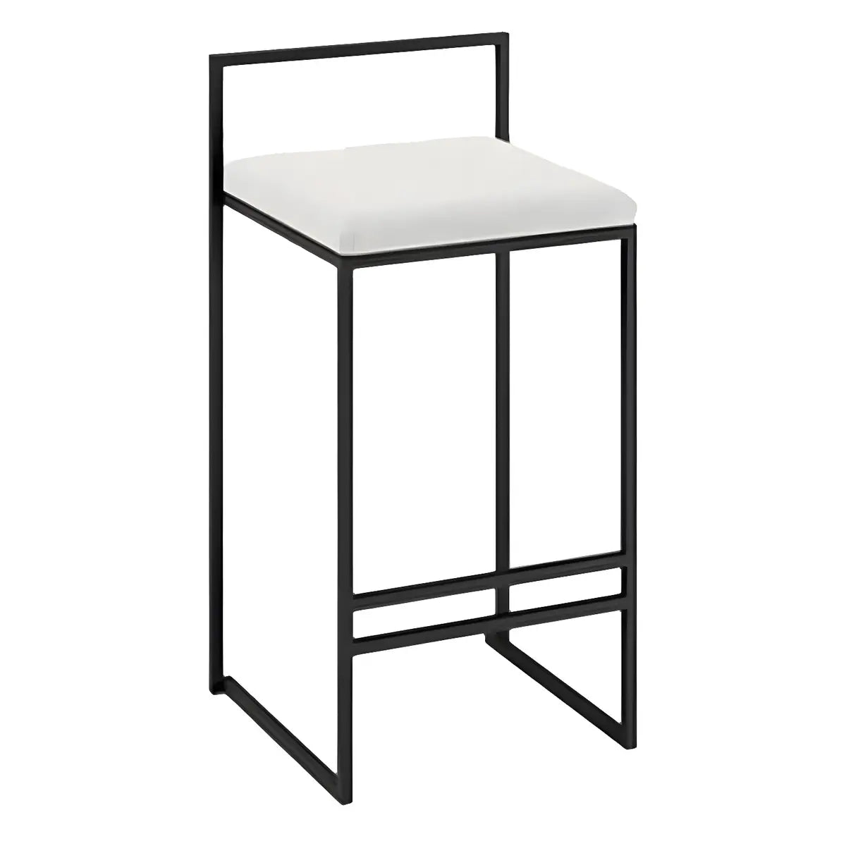 Black Metal Square Upholstered Counter Stool — Black / 1 Piece