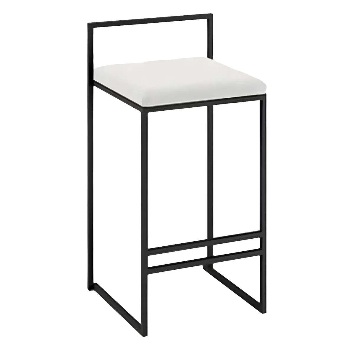 Black Metal Square Upholstered Counter Stool — Black / 1 Piece