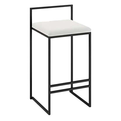Black Metal Square Upholstered Counter Stool — Black / 1 Piece