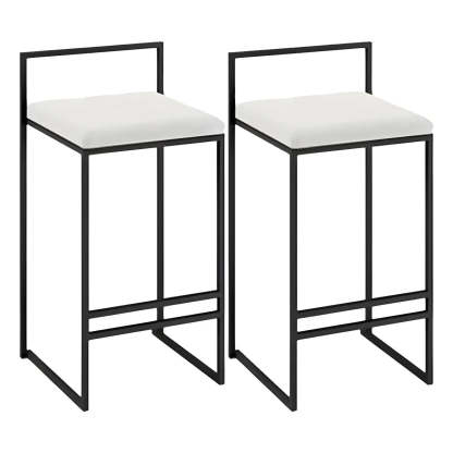 Black Metal Square Upholstered Counter Stool — Black / 4 Piece Set
