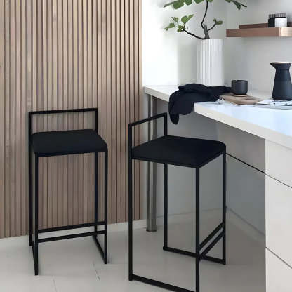 Black Metal Square Upholstered Counter Stool — Black / 8 Piece Set