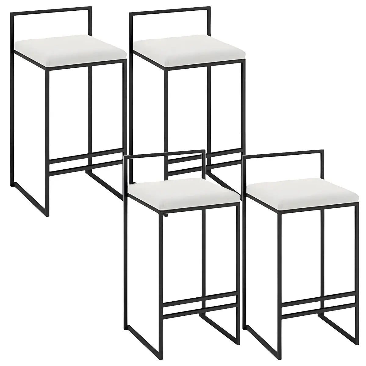 Black Metal Square Upholstered Counter Stool — Blackish Green / 1 Piece