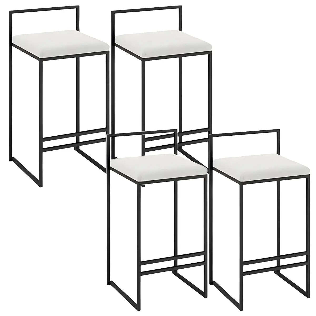 Black Metal Square Upholstered Counter Stool — Blackish Green / 1 Piece