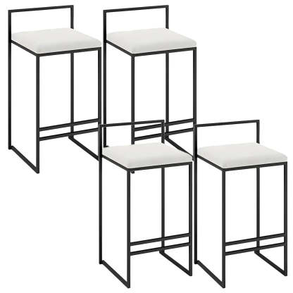 Black Metal Square Upholstered Counter Stool — Blackish Green / 1 Piece