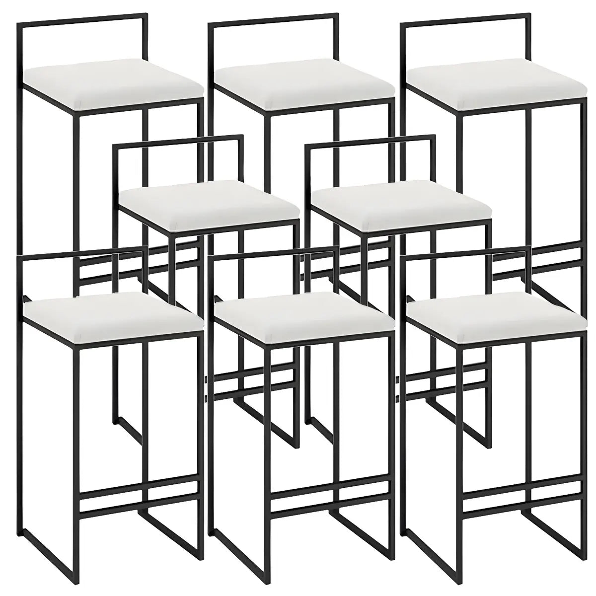 Black Metal Square Upholstered Counter Stool — Blackish Green / 4 Piece Set