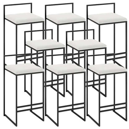 Black Metal Square Upholstered Counter Stool — Blackish Green / 4 Piece Set