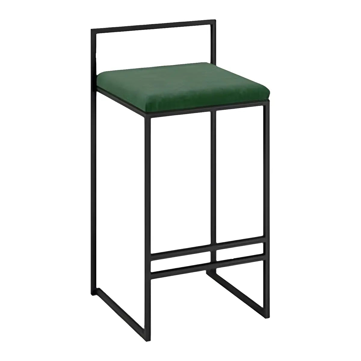 Black Metal Square Upholstered Counter Stool — Blackish Green / 8 Piece Set