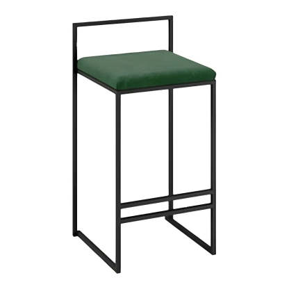 Black Metal Square Upholstered Counter Stool — Blackish Green / 8 Piece Set