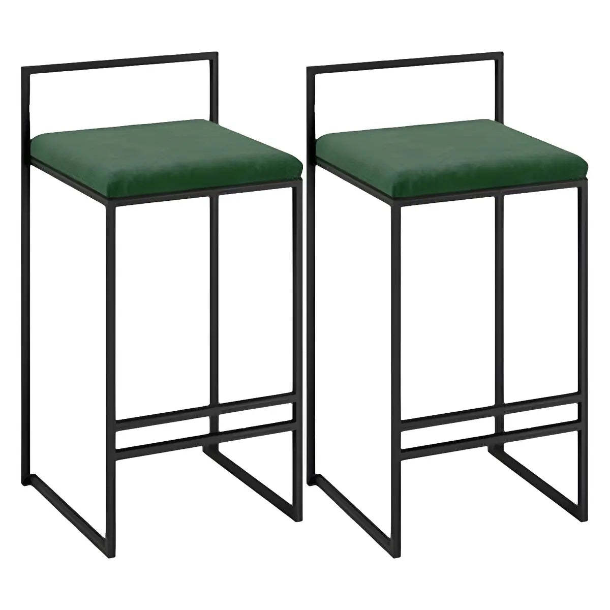 Black Metal Square Upholstered Counter Stool — Grey / 1 Piece