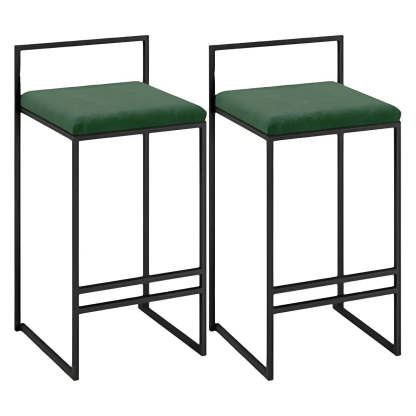 Black Metal Square Upholstered Counter Stool — Grey / 1 Piece