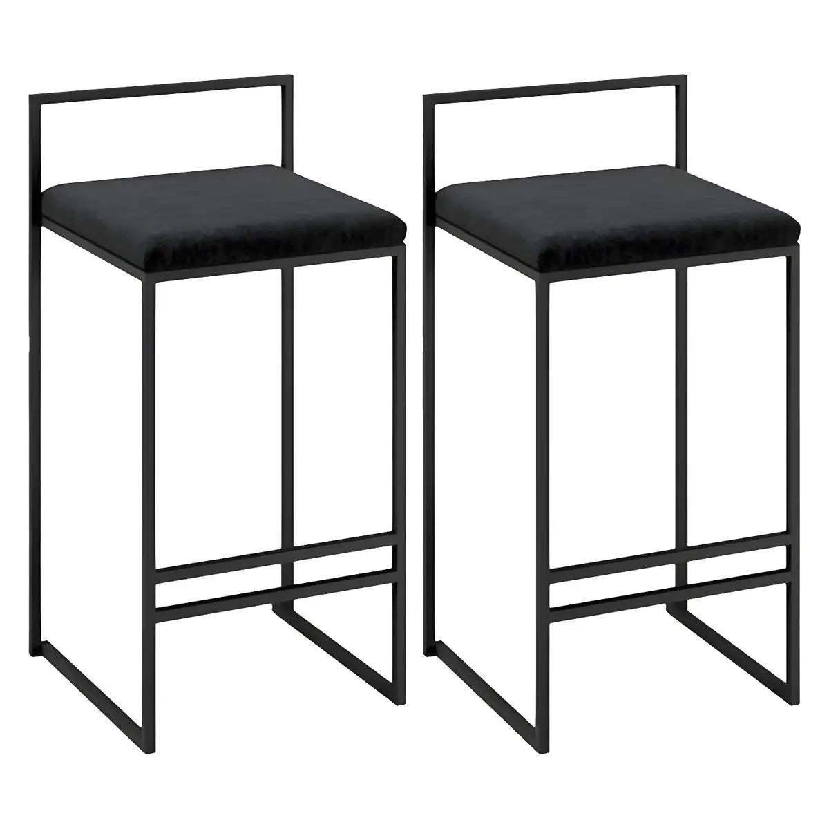 Black Metal Square Upholstered Counter Stool — Black / 2 Piece Set