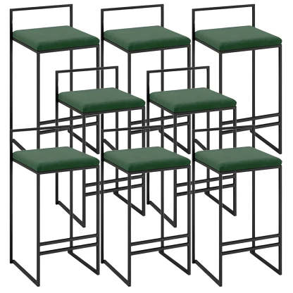 Black Metal Square Upholstered Counter Stool — Grey / 4 Piece Set