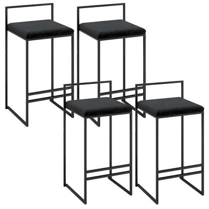Black Metal Square Upholstered Counter Stool — Black / 4 Piece Set