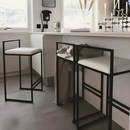 Black Metal Square Upholstered Counter Stool — Black / 8 Piece Set