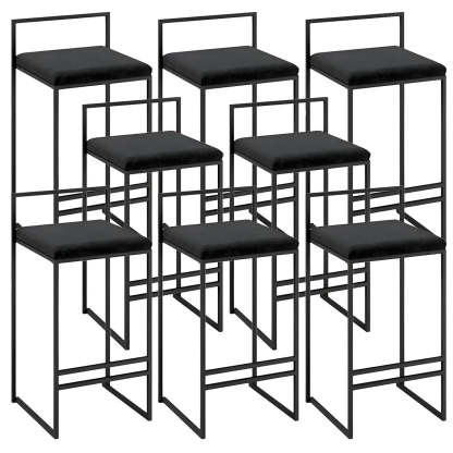 Black Metal Square Upholstered Counter Stool — Blackish Green / 4 Piece Set
