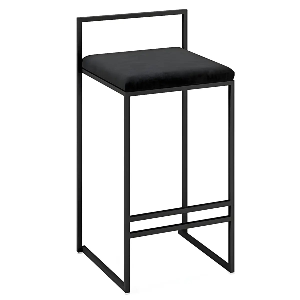 Black Metal Square Upholstered Counter Stool — Blackish Green / 8 Piece Set