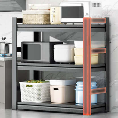 Black Metal Standard Baker's Rack with Microwave Shelf