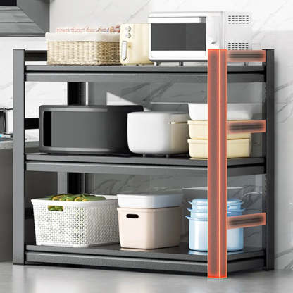 Black Metal Standard Baker's Rack with Microwave Shelf