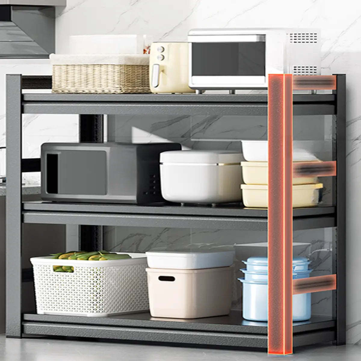 Black Metal Standard Baker's Rack with Microwave Shelf
