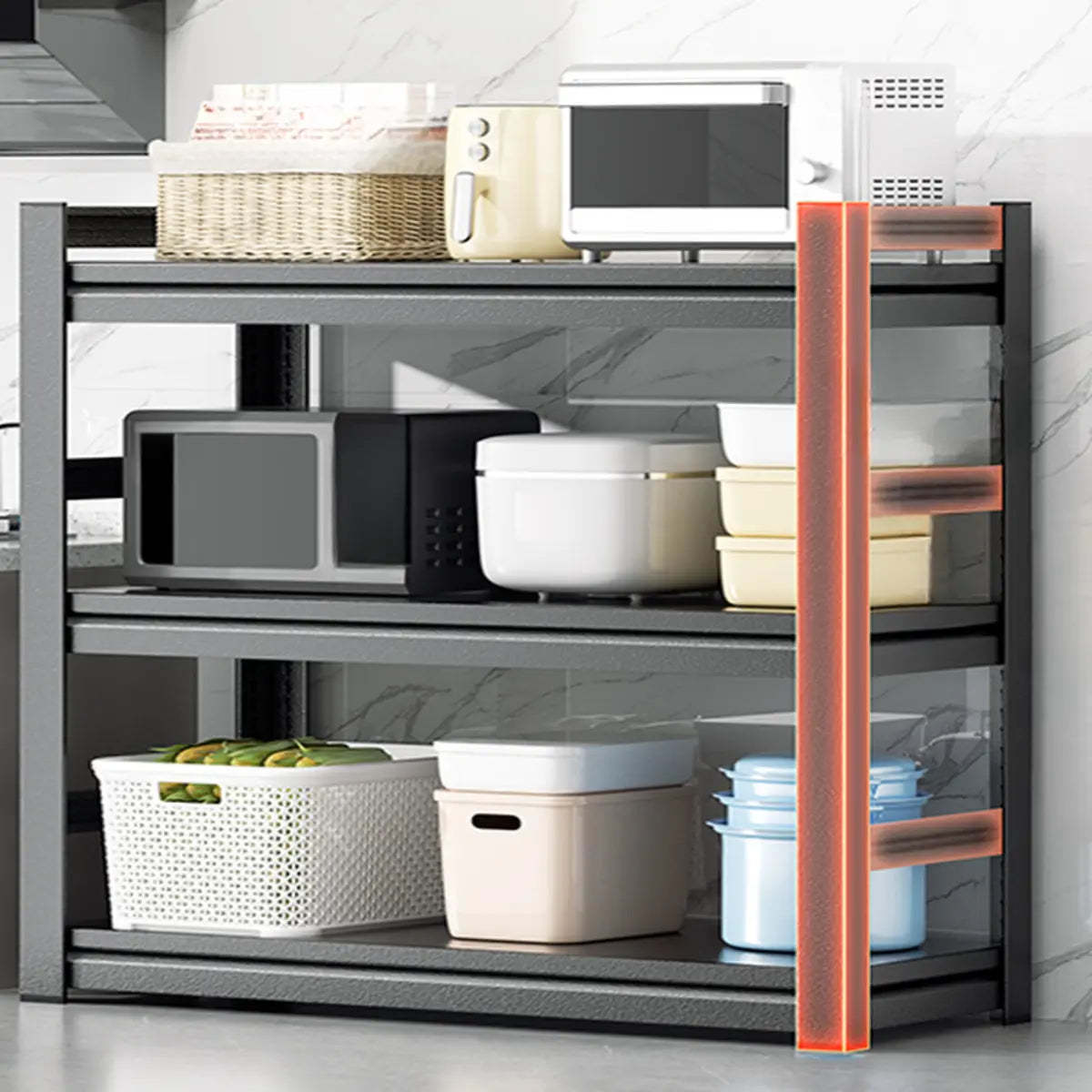 Black Metal Standard Baker's Rack with Microwave Shelf