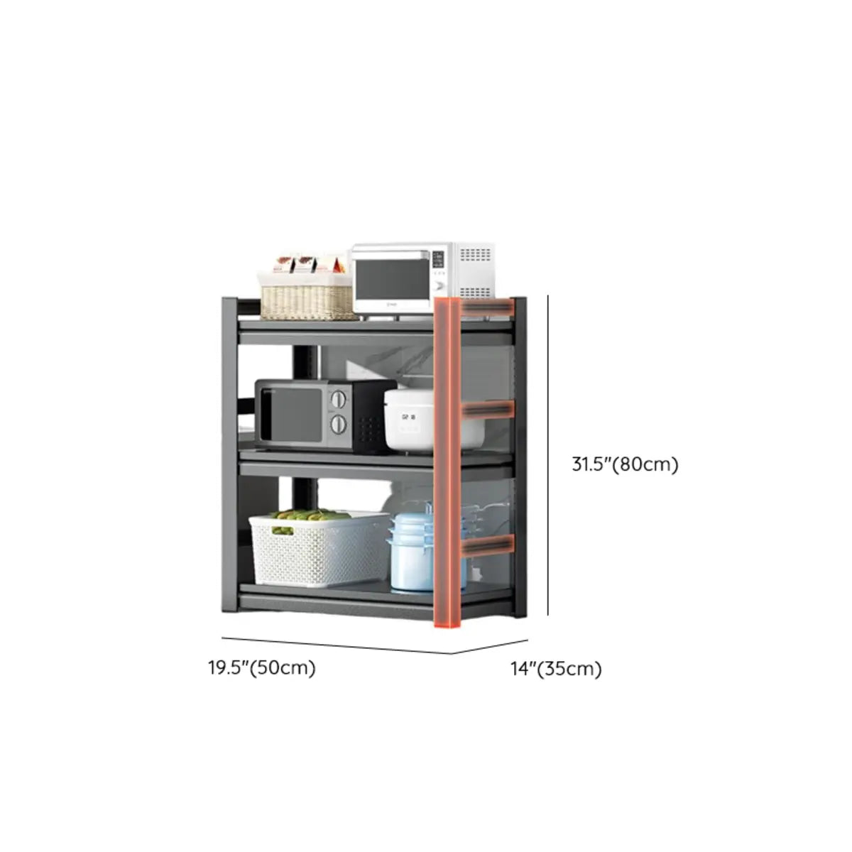 Black Metal Standard Baker's Rack with Microwave Shelf