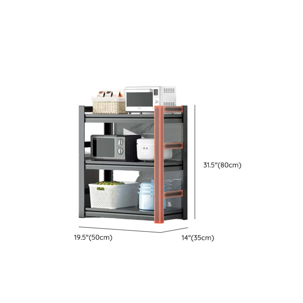 Black Metal Standard Baker's Rack with Microwave Shelf