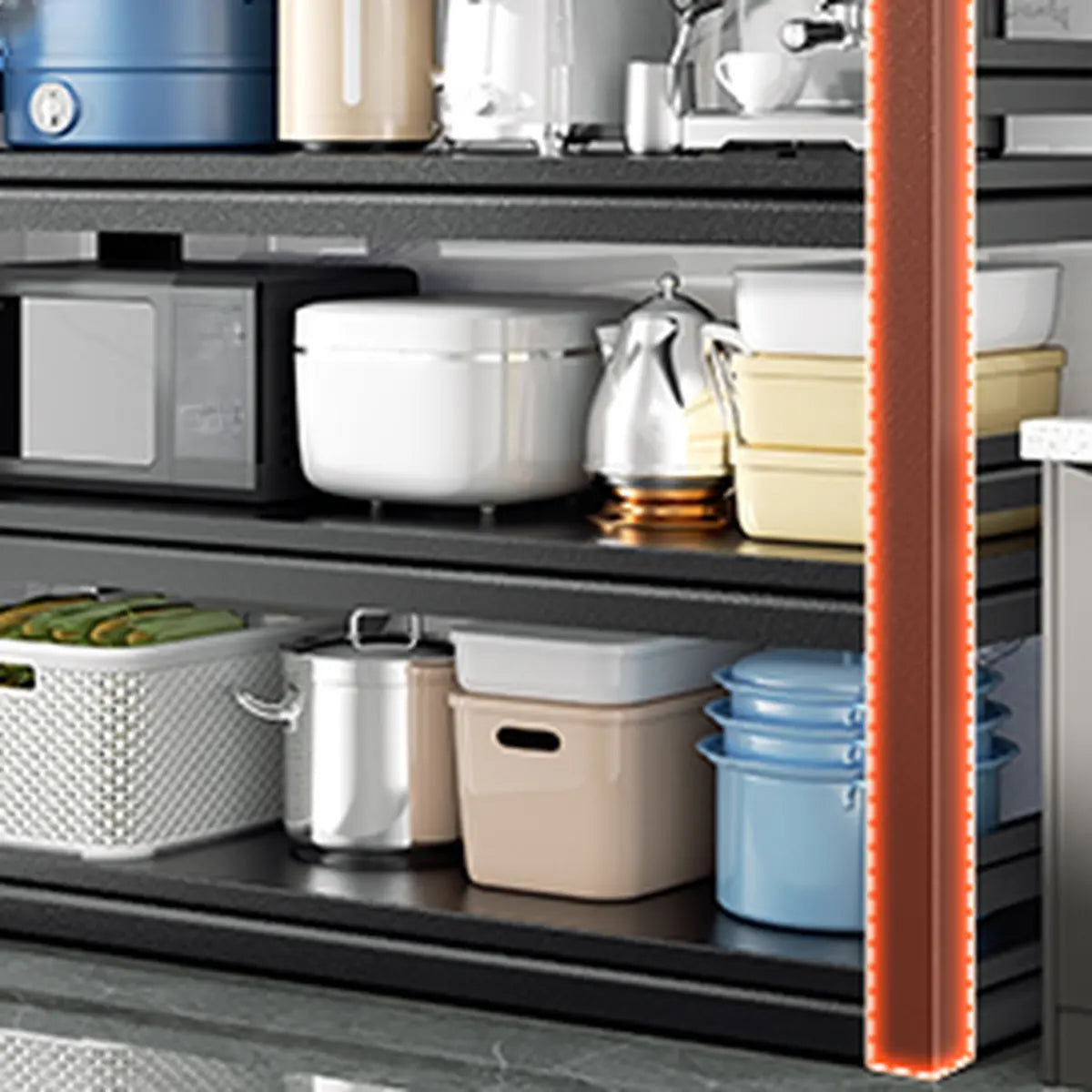 Black Metal Standard Baker's Rack with Microwave Shelf
