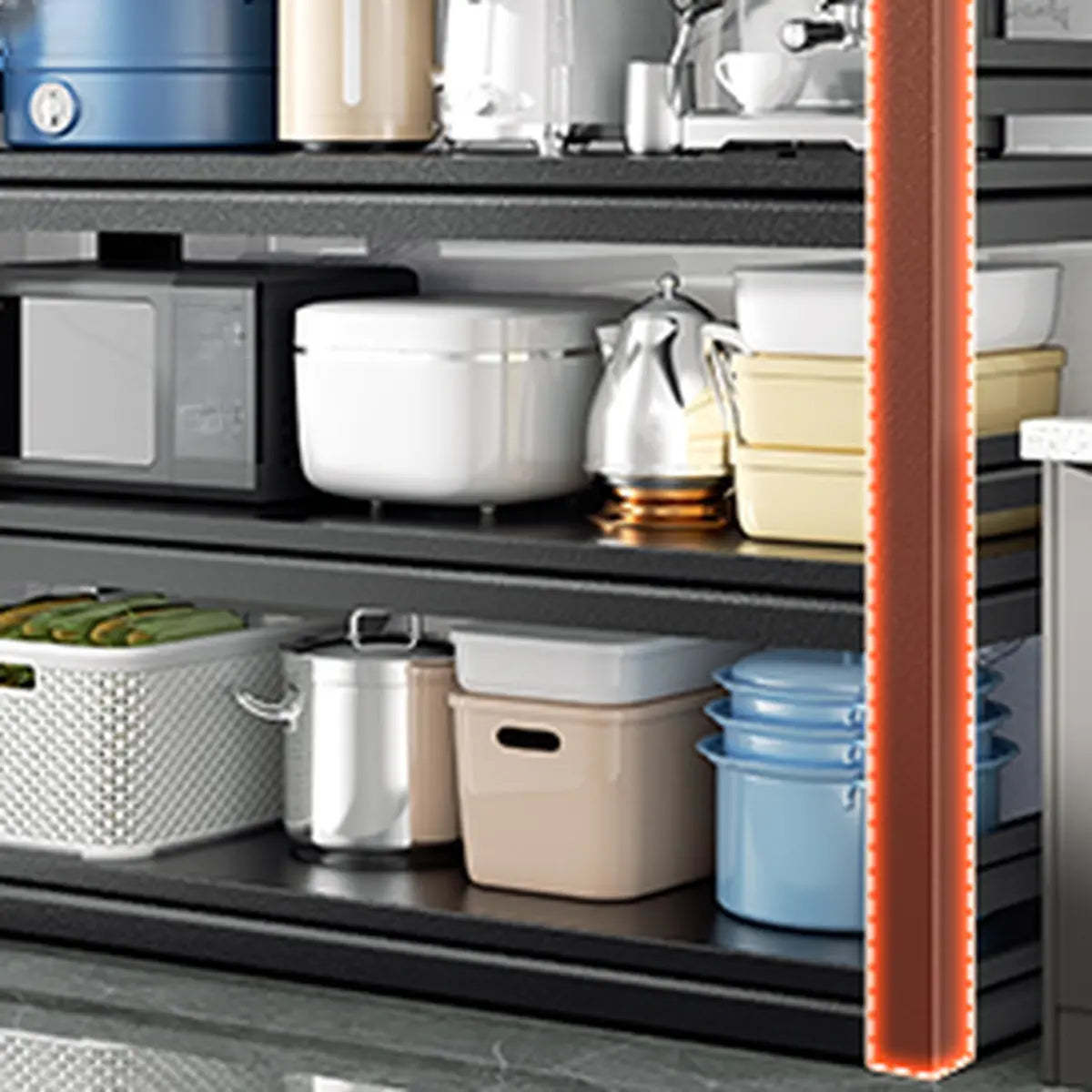 Black Metal Standard Baker's Rack with Microwave Shelf