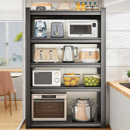 Black Metal Standard Width Baker's Rack with Shelves