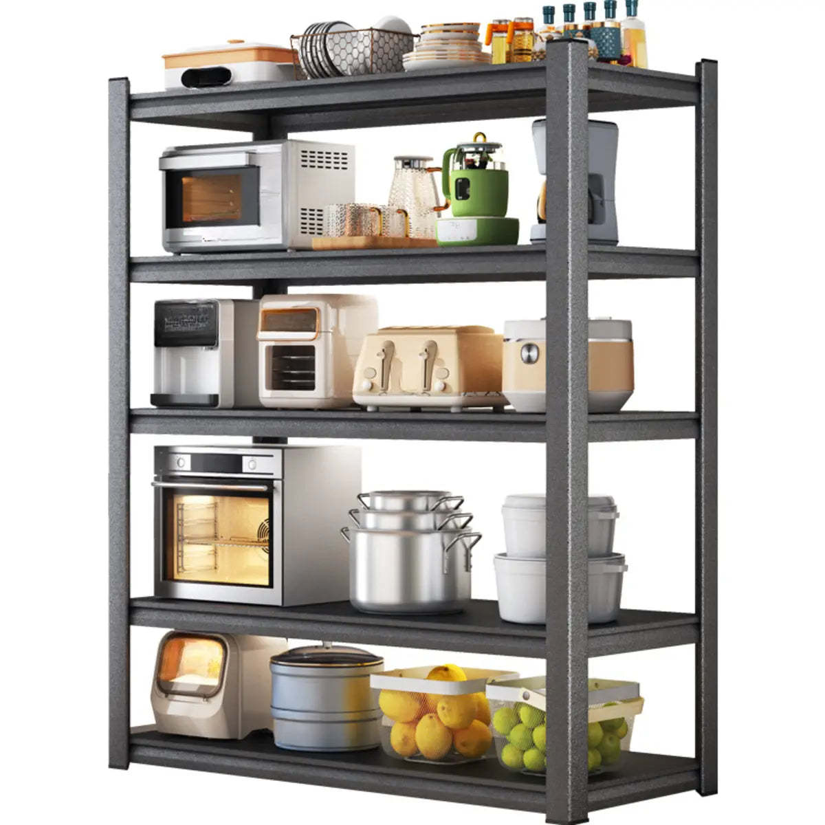 Black Metal Standard Width Baker's Rack with Shelves