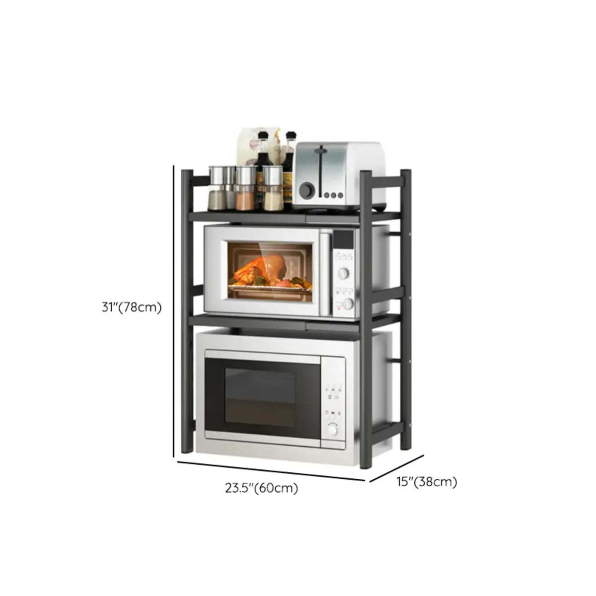 Black Metal Baker's Rack with Microwave Shelf
