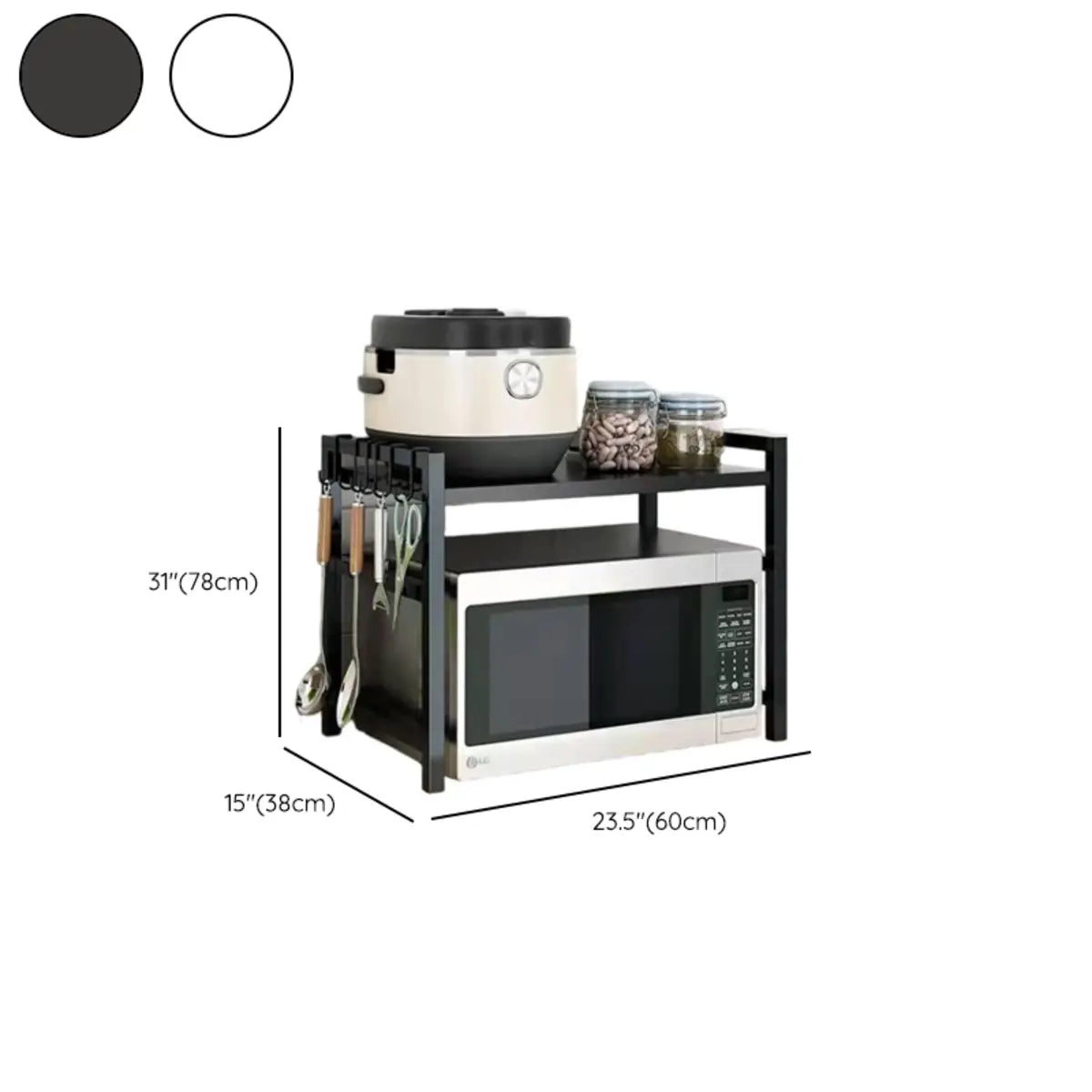 Black Metal Baker's Rack with Microwave Shelf