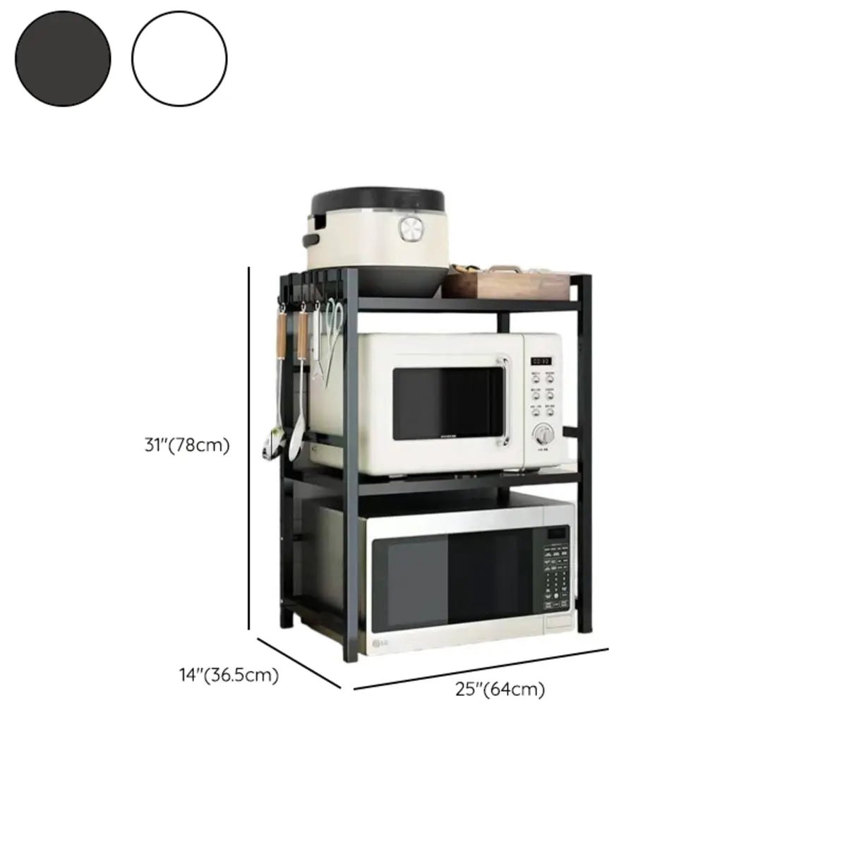 Black Metal Baker's Rack with Microwave Shelf