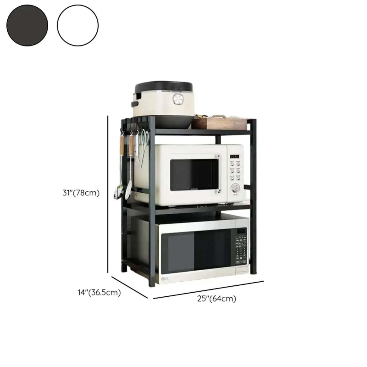 Black Metal Baker's Rack with Microwave Shelf