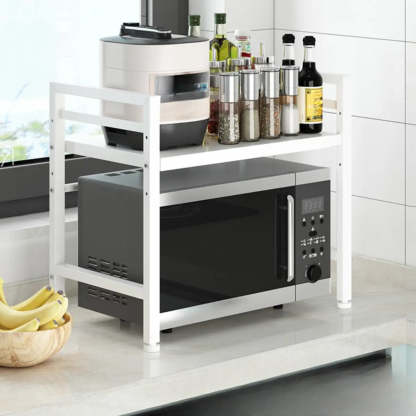 Black Metal Baker's Rack with Microwave Shelf — Black / Bread Rack & Hook & Cutting Board Rack