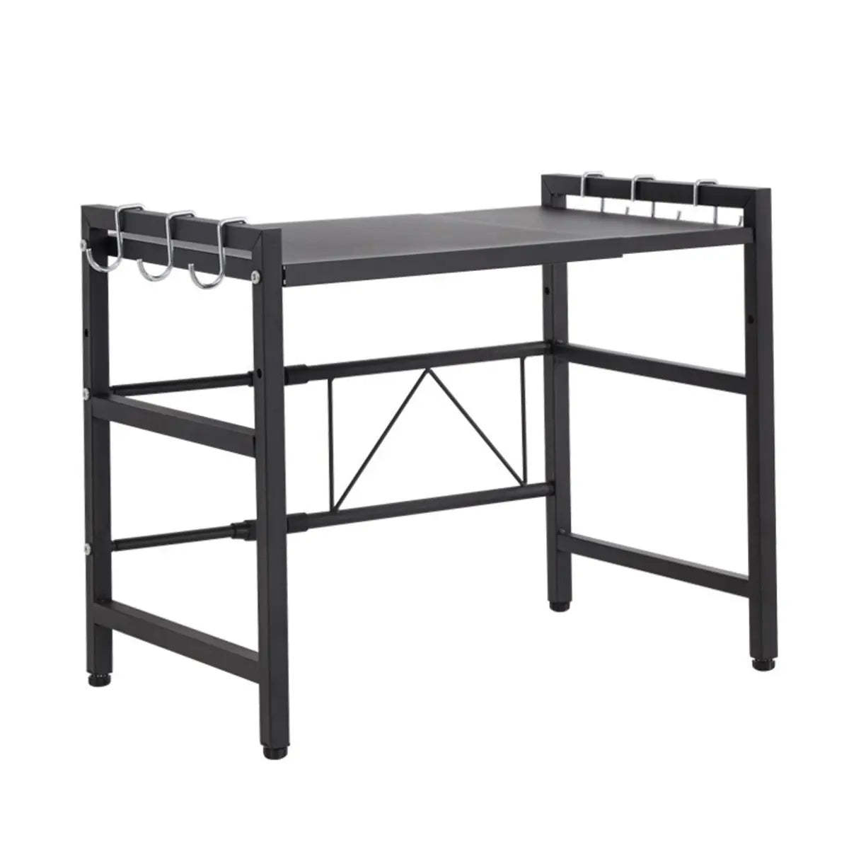 Black Metal Baker's Rack with Microwave Shelf — White / Bread Rack & Hooks