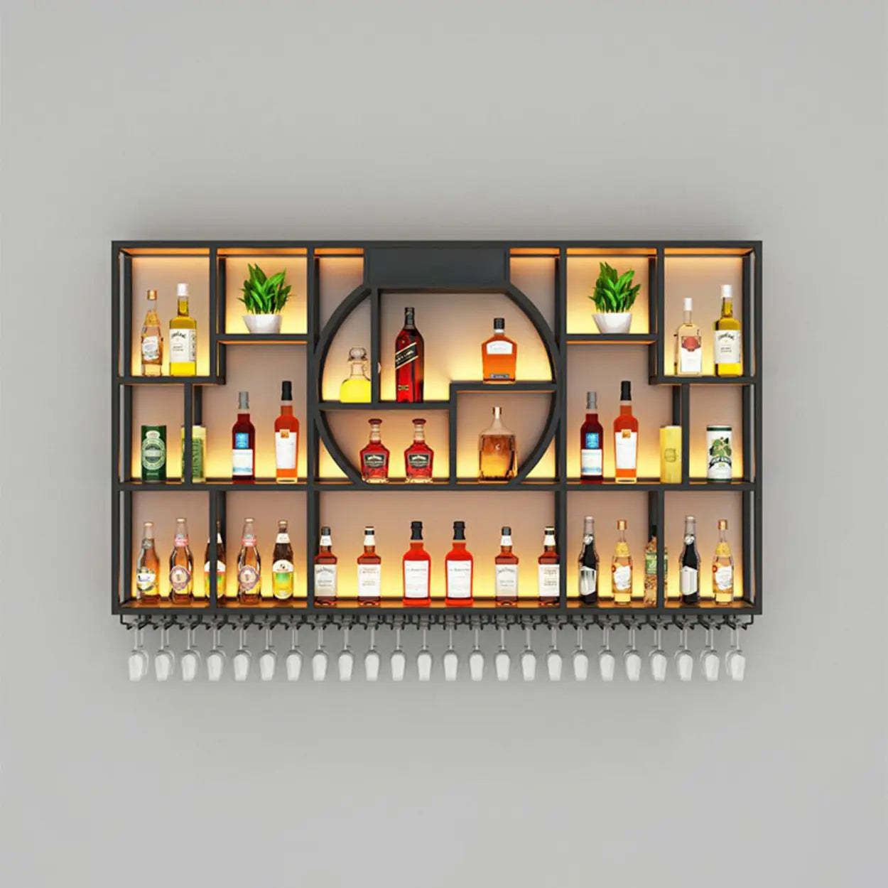 Industrial wine holder wine cabinets in metal — 59" L x 8" W x 47" H