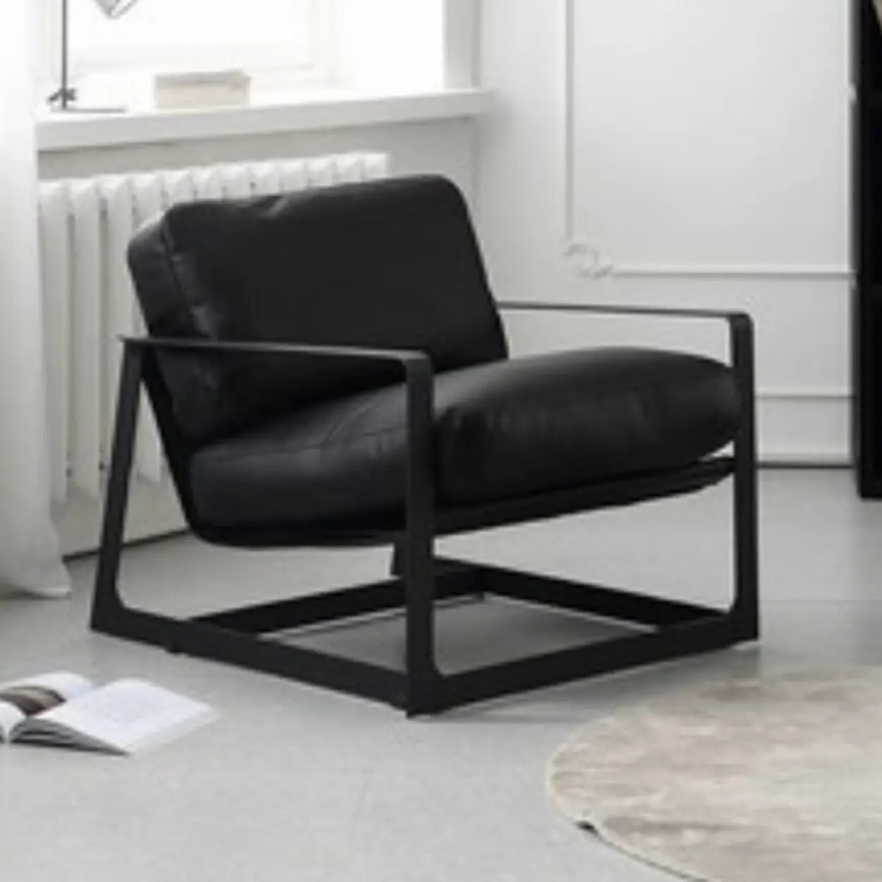 Black Microfiber Leather Reclining Lounge Chair
