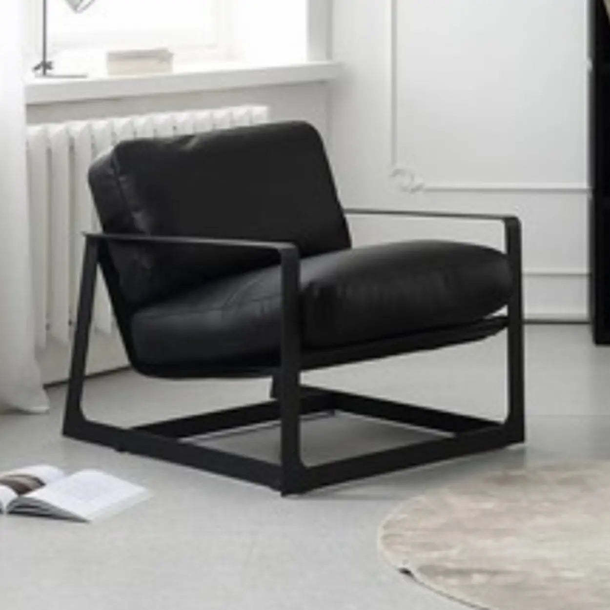 Black Microfiber Leather Reclining Lounge Chair